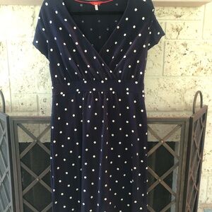Elegant Navy Polka Dot Dress